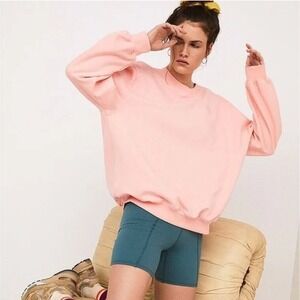 NWT FOR LOVE & LEMONS Alex Sweatshirt Oversized Pink Embroidered Logo Size Small